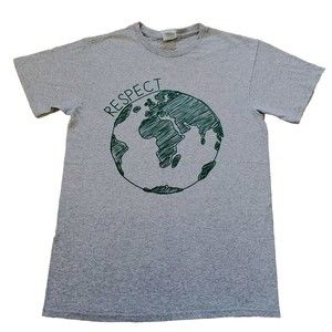 Y2k Delta Tag Respect The Earth Graphic T-shirt Gray Adult Unisex Size Small